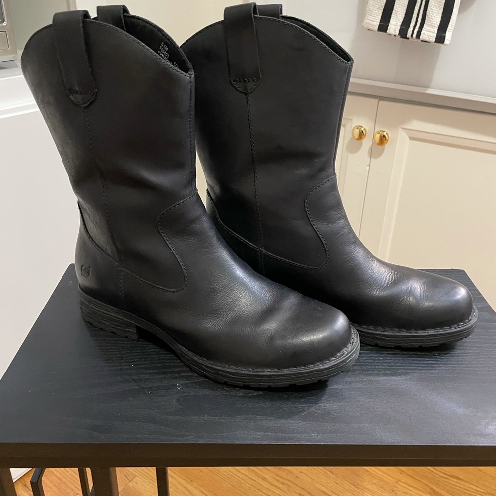 Born Basin black leather waterproof western boots